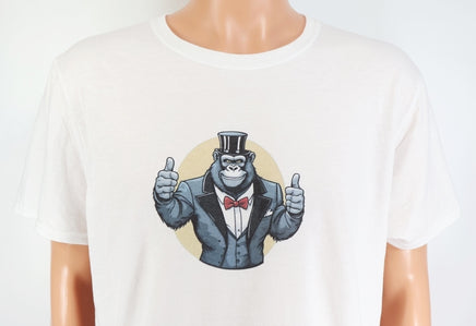 TwoAcreTees.com Horace The Friendly Gorilla Crisp White T-Shirt