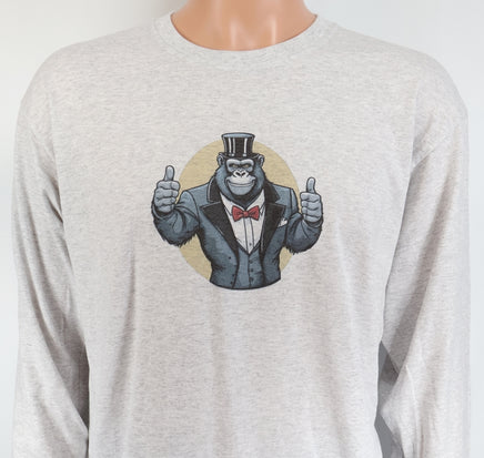 TwoAcreTees.comHorace The Friendly Gorilla Ash Gray Long Sleeve Shirt