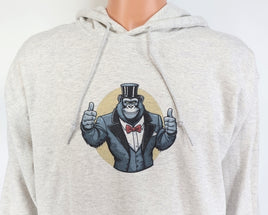 TwoAcreTees.com Horace The Friendly Gorilla Ash Gray Pullover Hoodie