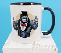 TwoAcreTees.com Horace The Friendly Gorilla Black Handle Mug