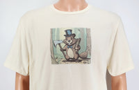 TwoAcreTees.com Flynn The Wood Chopping Beaver Vanilla Cream T-Shirt