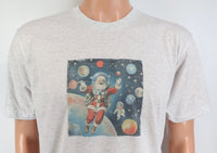 Astronaut Santa Claus And Baby Santa Light Granite T-Shirt