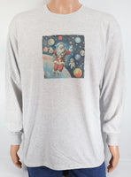 Astronaut Santa Claus And Baby Santa Ash Gray Long Sleeve Shirt