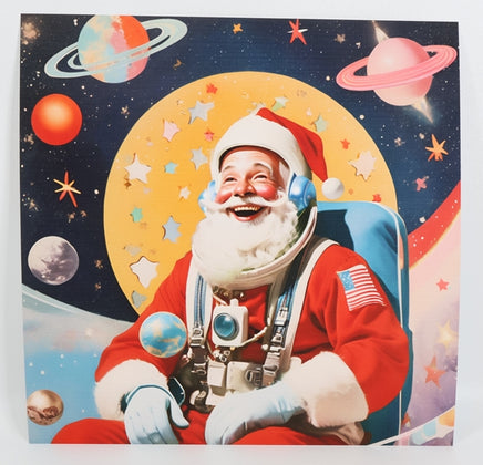 Astronaut Santa Claus In Outer Space Textured Print