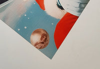 Astronaut Santa Claus In Outer Space Textured Print