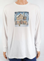 Yule The Gingerbread Man With A Mansion Crisp White Long Sleeve Shirt