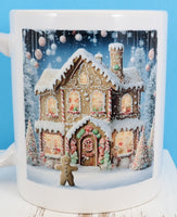 Yule The Gingerbread Man With A Mansion White Mug