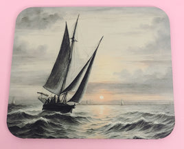 Sailboat On The Ocean At Dusk Mouse Pad